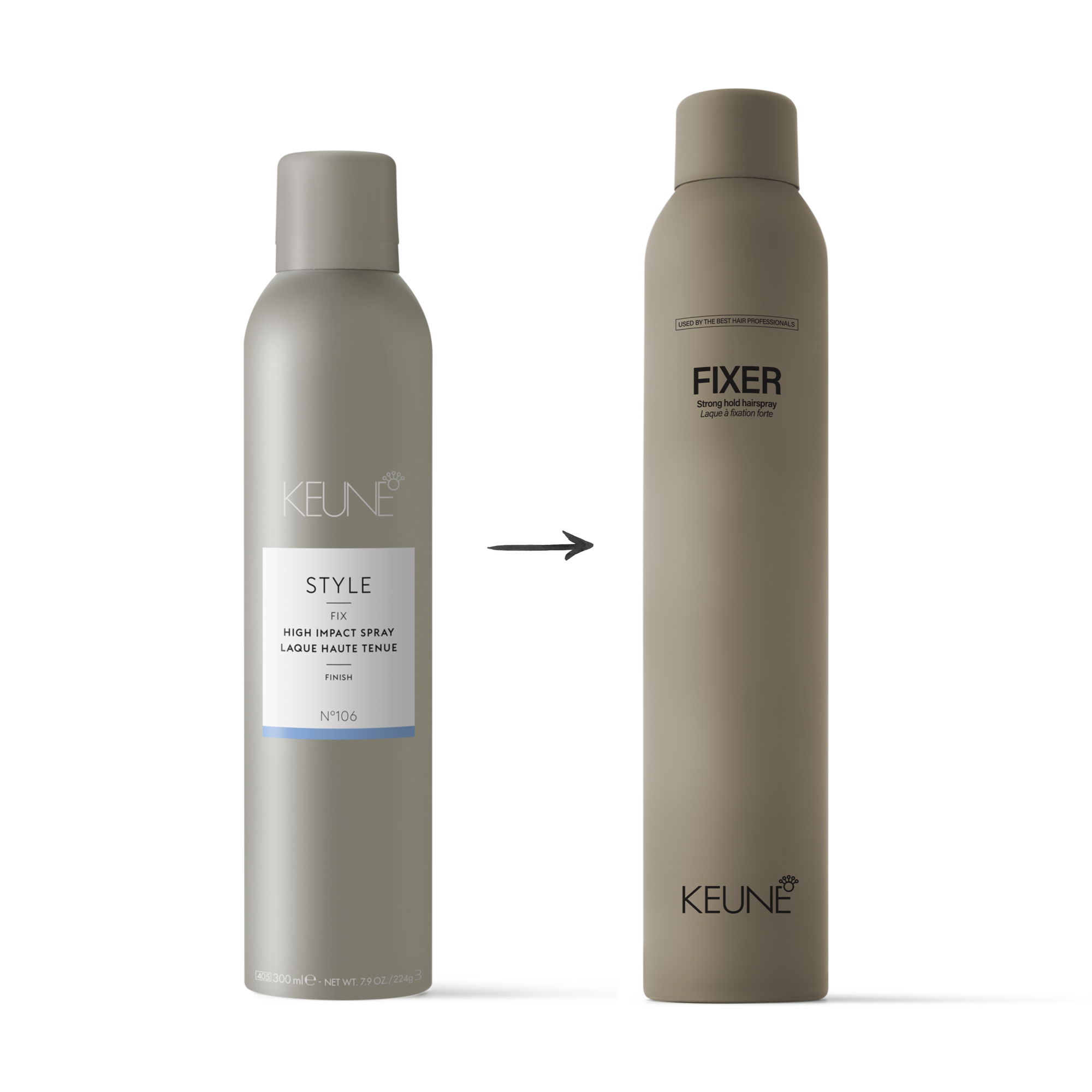 Découvre Keune Fixer - Laque fixation forte. Une laque pour coiffure résistante, avec protection contre l'humidité et des produits cheveux pro.