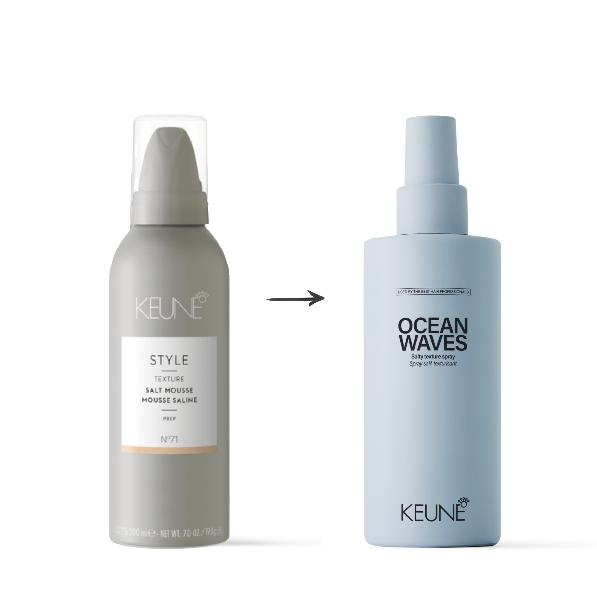 Turn your hair into a beach masterpiece with Keune Ocean Waves Salty Texture Spray, ideal for achieving textured beach waves.